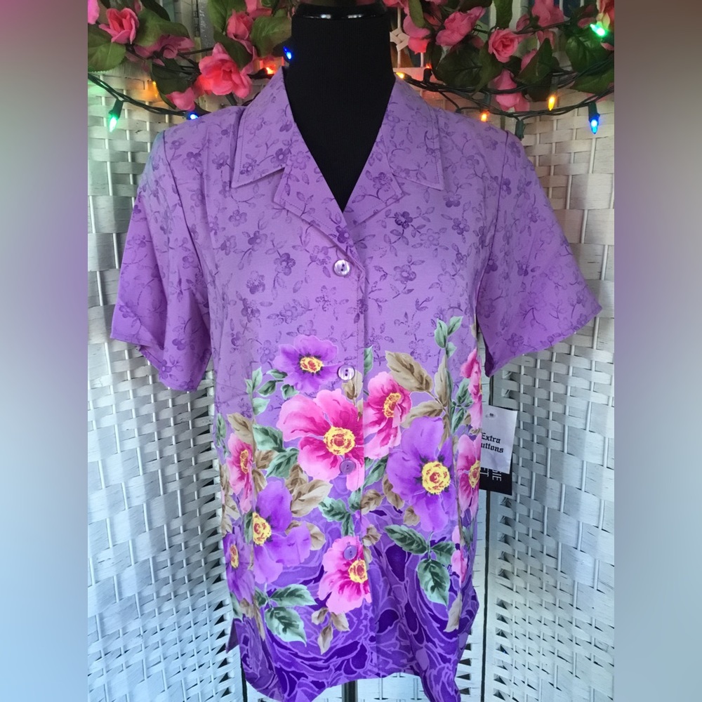 💜🌺🌸 Maggie Sweet Purple Floral Top & Solid Purple Tank S  NWT NOS 🌸🌺💜 - Picture 7 of 12